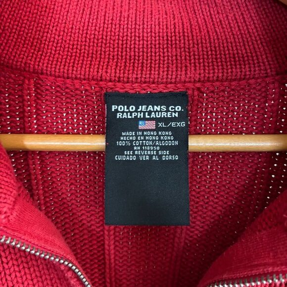 Vintage Ralph Lauren American flag 🇺🇸 Red Half-Zip Men's Sweater - Picture 3 of 7